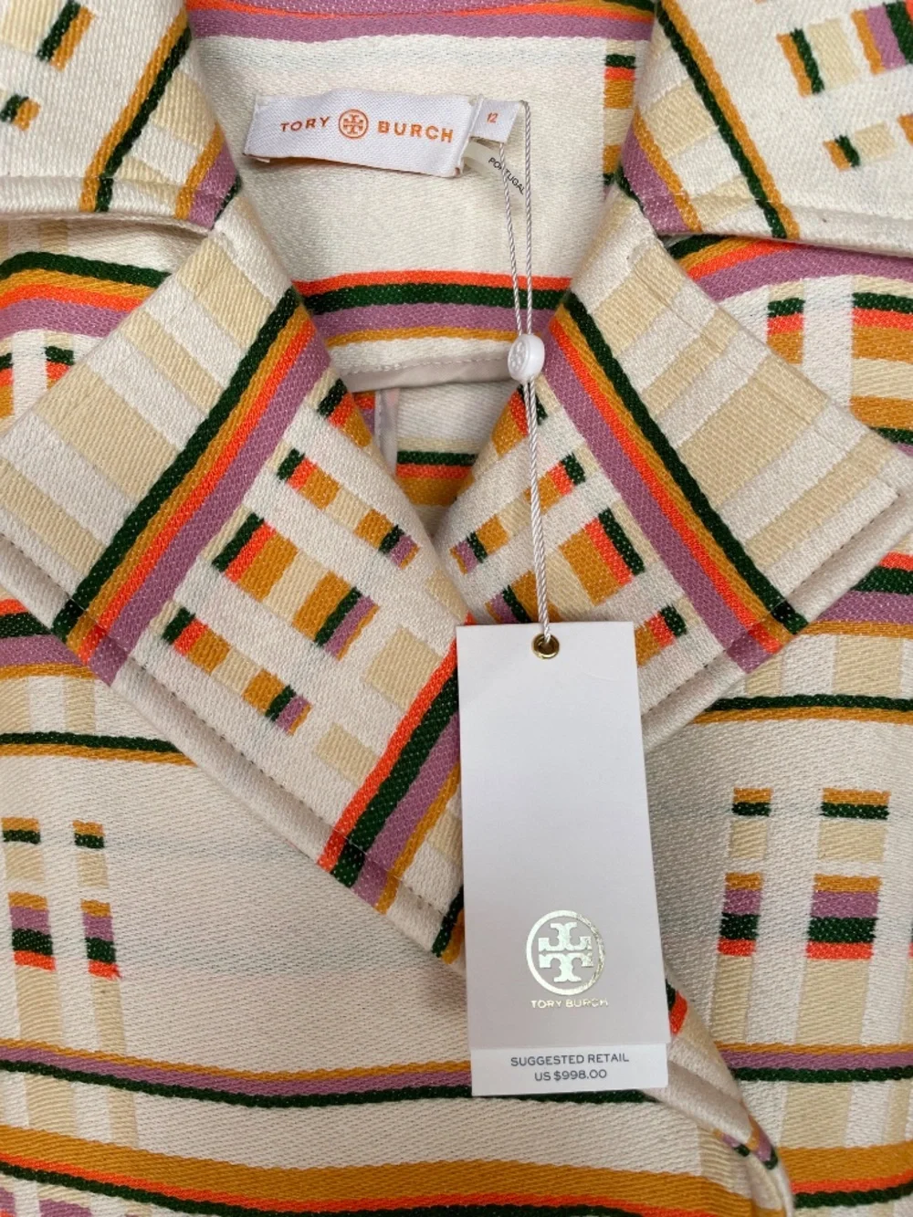 NWT Tory Burch Patterned Coat Size 12 $998 Retail Double Breasted - Picture 3 of 6